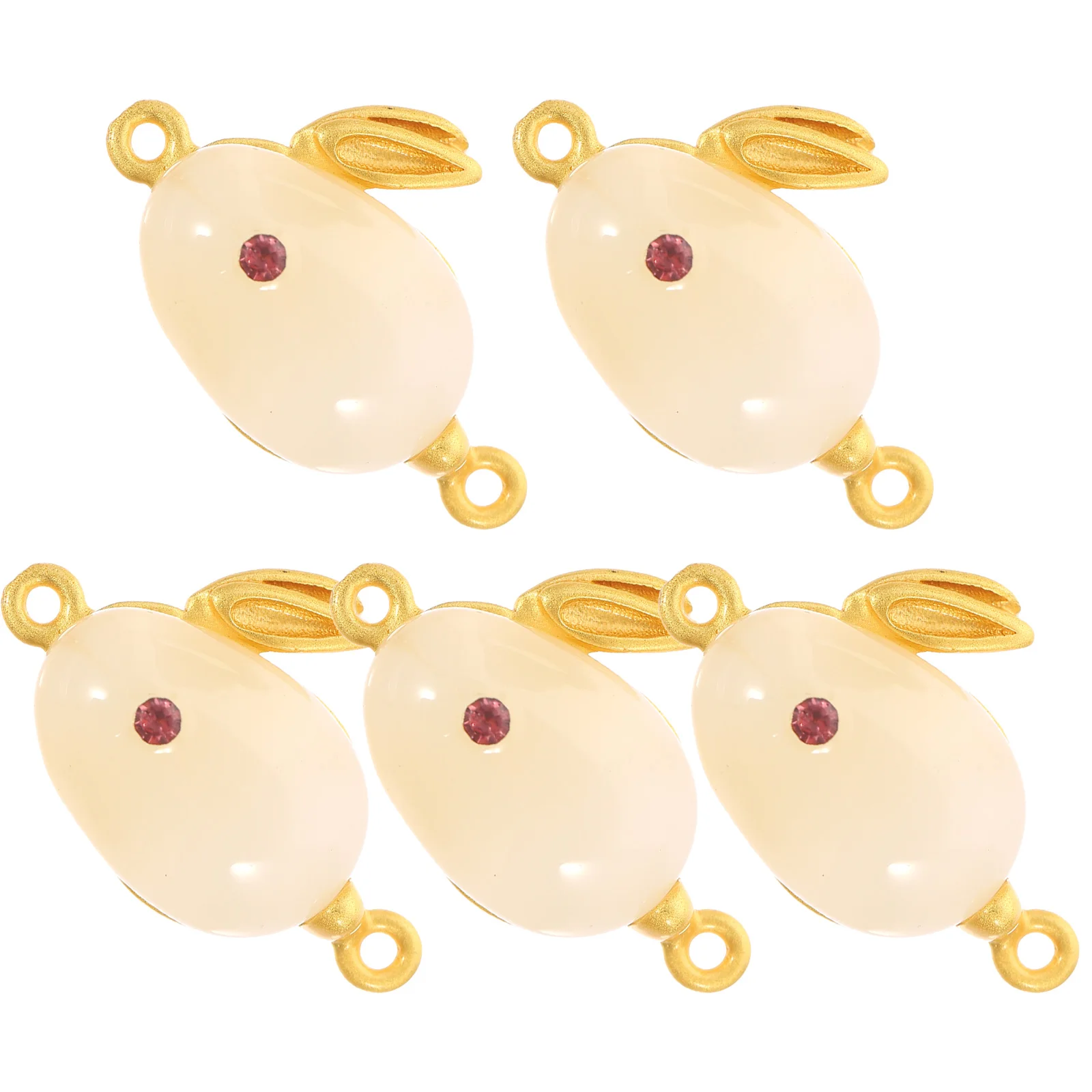 

5Pcs Jade Pendant Charms Premium Glass Alloy Jewelry Connector Accessories