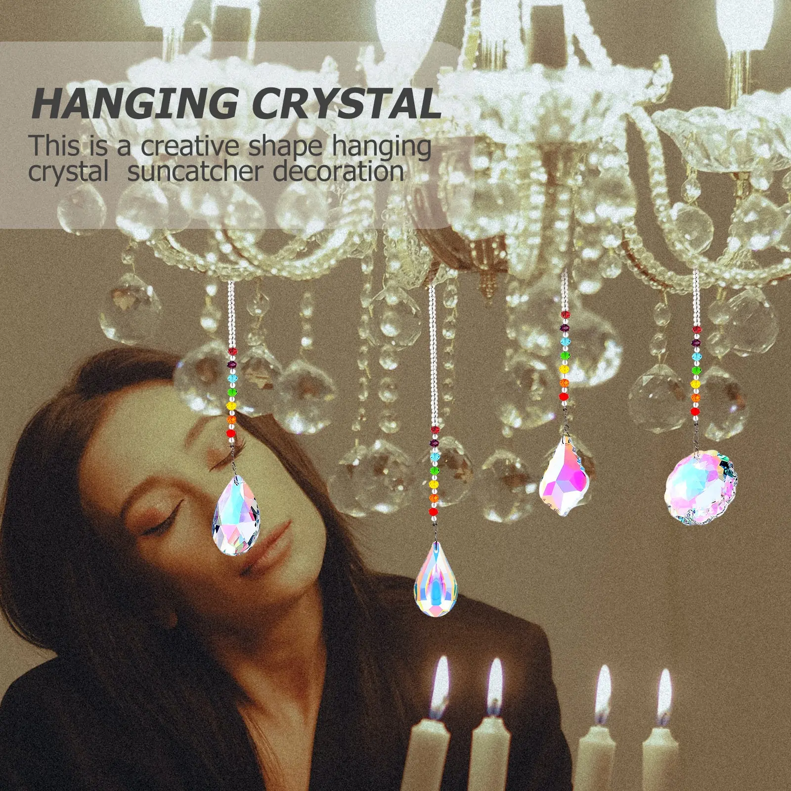 

Набор из 4 хрустальных подвесных светильников-ловцов солнца для декора дома и сада