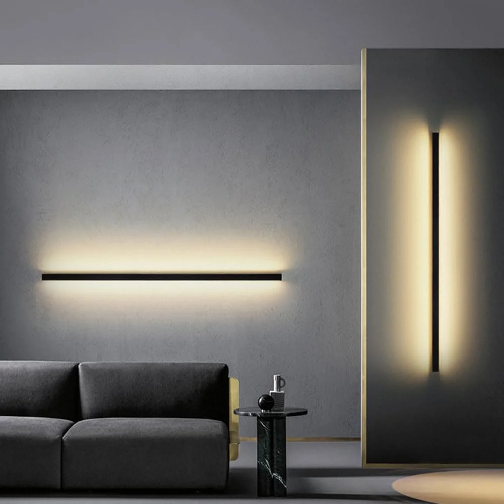 

Modern LED 10W Linear Wall Light, Can Dimming for Bathroom Corridor Aisle Living Room Background Bedroom Bedside Black 80CM
