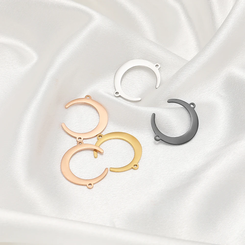 5 pezzi in acciaio inossidabile con pendenti a forma di luna, connettori, collane, ciondoli per artigianato fai da te, creazione di gioielli, orecchini, bracciali, accessori
