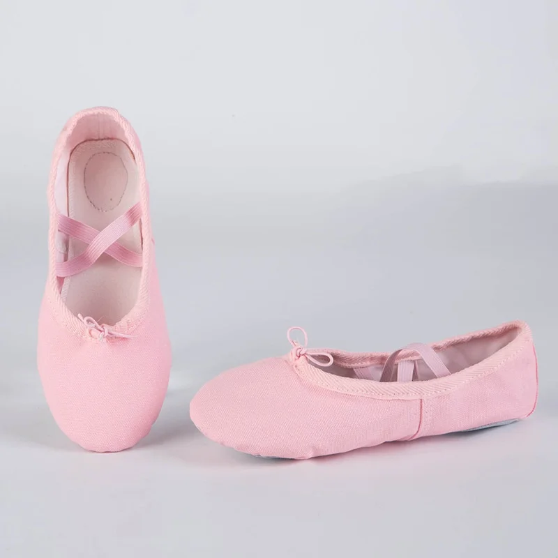 Chinelos de lona macia sola ballet, sapatos de bailarina prática para meninas, sapatos de ioga mulher, criança, crianças, adulto