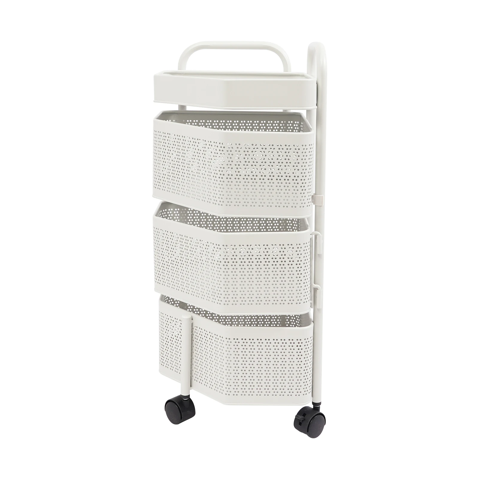 

Rotating Storage Shelves Rack, 3-Tier Removable Basket Shelf Organizer