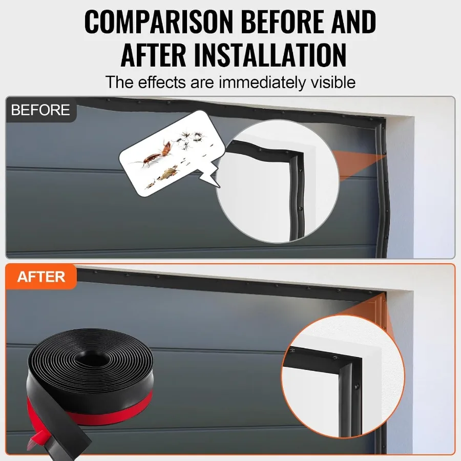 Garage Door Seal Top and Sides Seal Strip 20 FT Universal Weather Stripping Replacement Soft and Hard Composite Weatherproofing