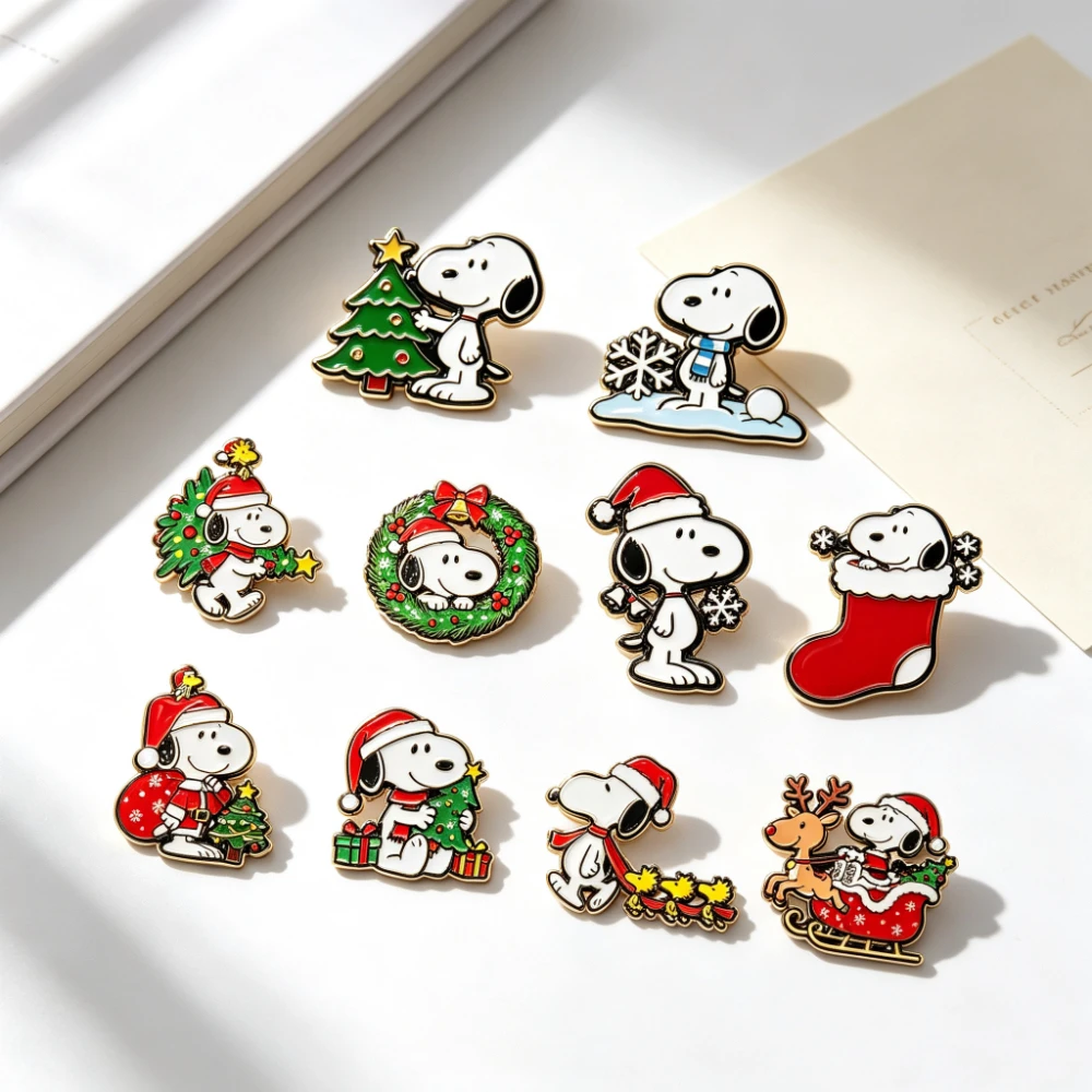 Enamel Pin Set - ชุดเข็มกลัดเคลือบอีนาเมลลายการ์ตูนน้องหมาน่ารัก 4/6/10 ชิ้น เข็มกลัดโลหะดีไซน์สร้างสรรค์สำหรับเทศกาล เข็มกลัดติดปกเสื้อสำหรับตกแต่งกระเป๋า/เสื้อผ้า ของขวัญคริสต์มาส