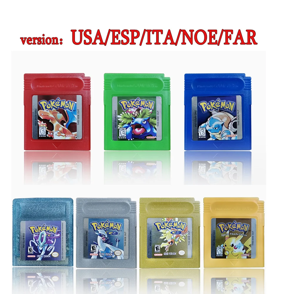 

GBC Game Card 16 Bit Video Game Cartridge Console Cards Red Blue Crystal Golden Green Silver Yellow English USA Version