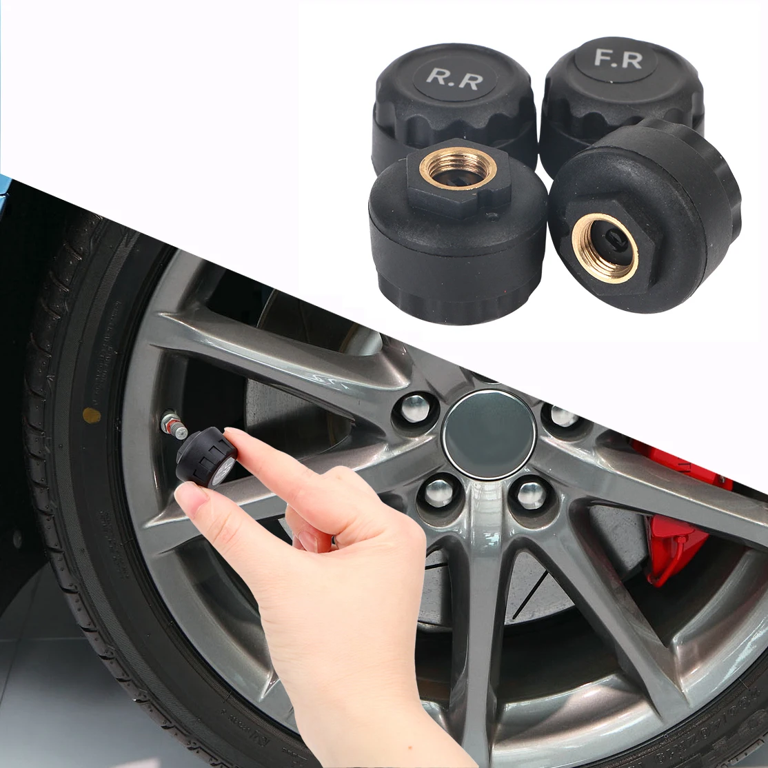 Car TPMS Tyre Pressure Monitoring System Digital LCD Display Auto Security Alarm Systems Pressure External Sensor