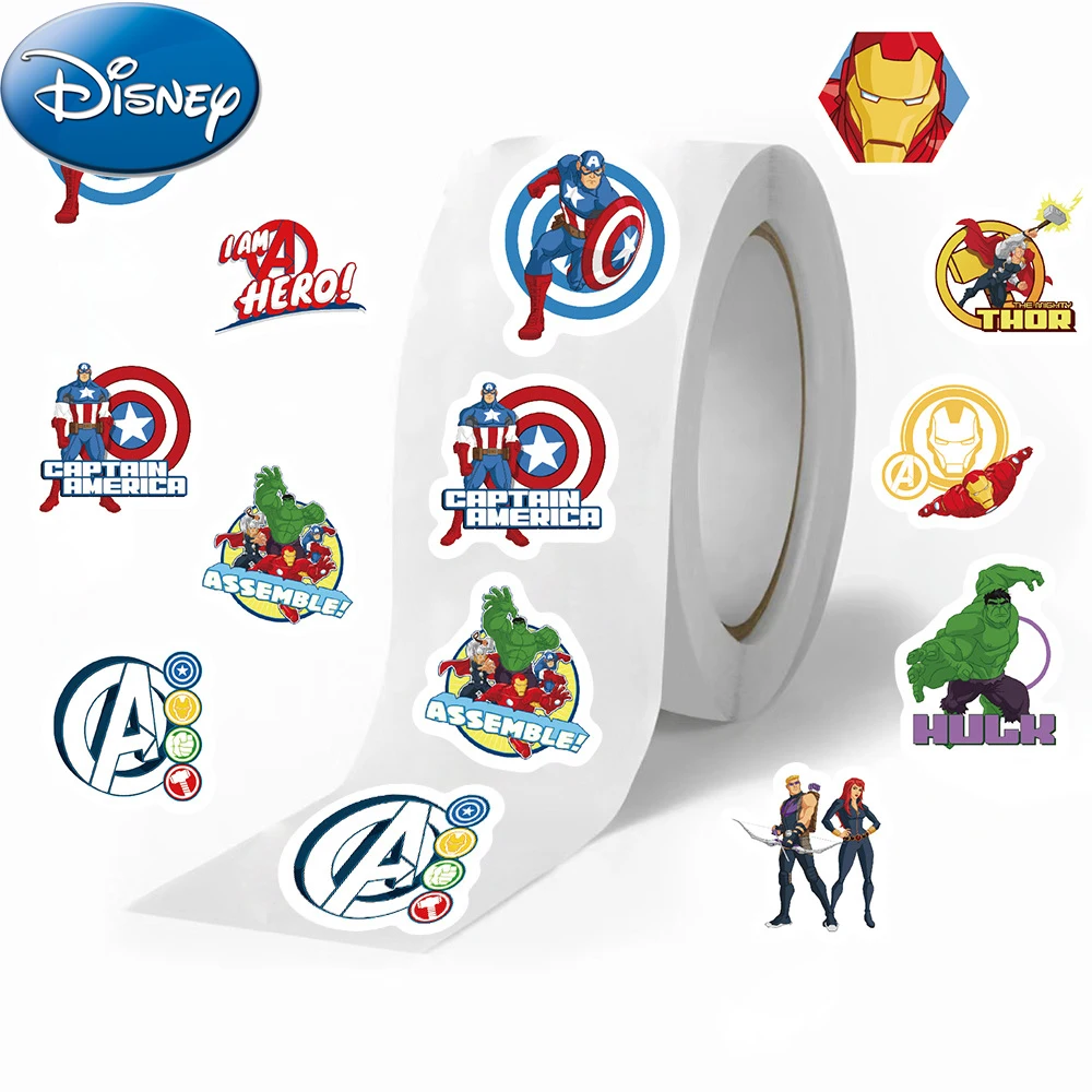 

500pcs/roll Disney The Avengers Children Reward Stickers Sealing Decals DIY Suitcase Guitar Phone Cartoon Super Hero Sticker Toy