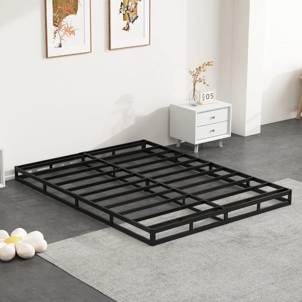Queen Bed Box Spring 5 Inch, Strong Metal Frame Mattress Foundation, Quiet & Easy Assembly