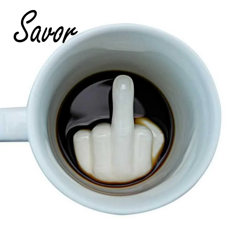 

Creative Design White Middle Finger mug,Novelty Style Mixing Coffee Milk Cup Funny Ceramic Mug 300ml Capacity Water