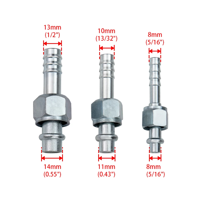 # 6 # 8 # 10 encaixes de farpa de aço, rosca fêmea reta de anel de vedação 5/8 "-18 3/4"-16 7/8 "-14 para mangueira de ar condicionado a/c