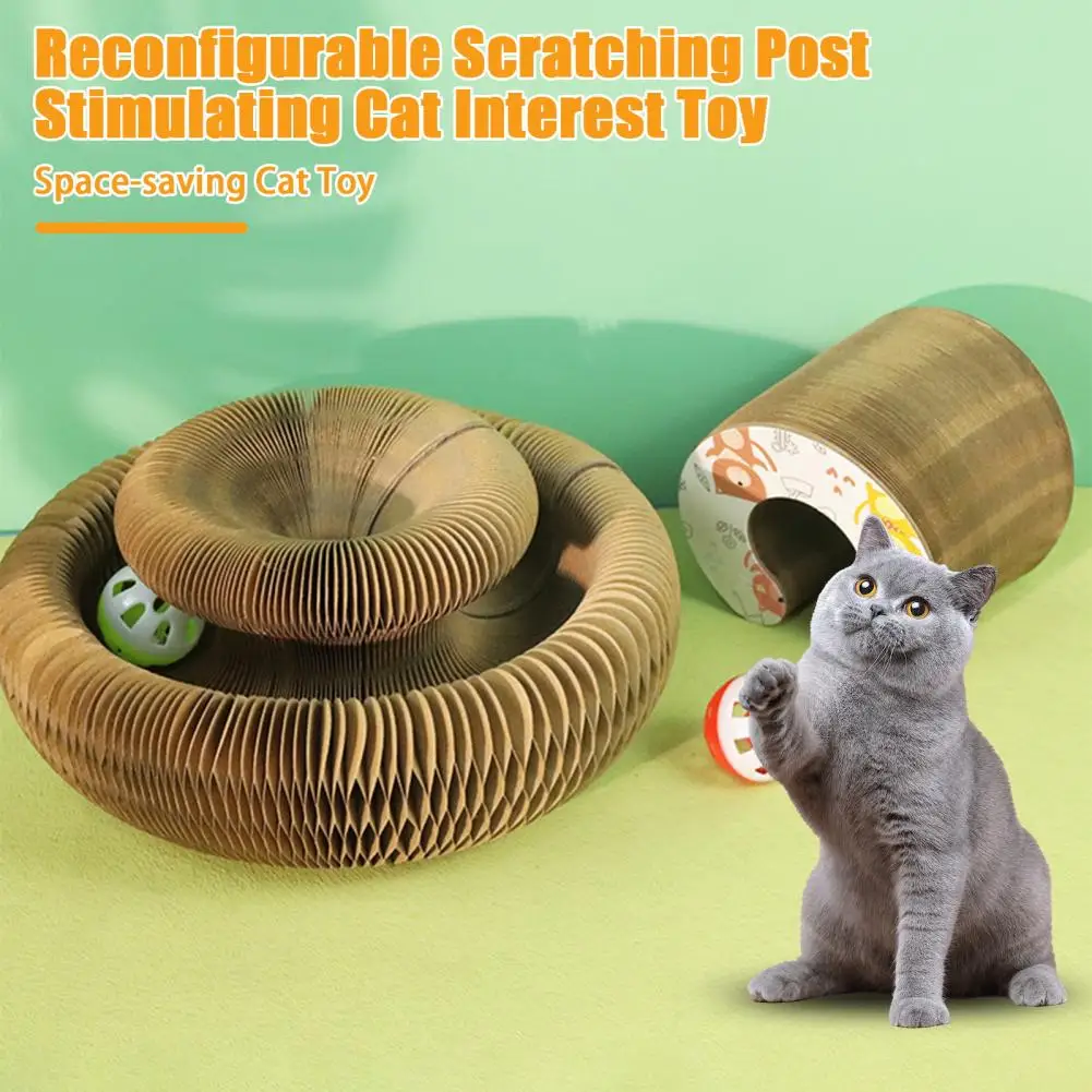 

Cat Accordion Toy Magic Organ Cat Scratching Board with Ball Track Interactive Kitty Kurlz Toy Foldable Cat Scratcher