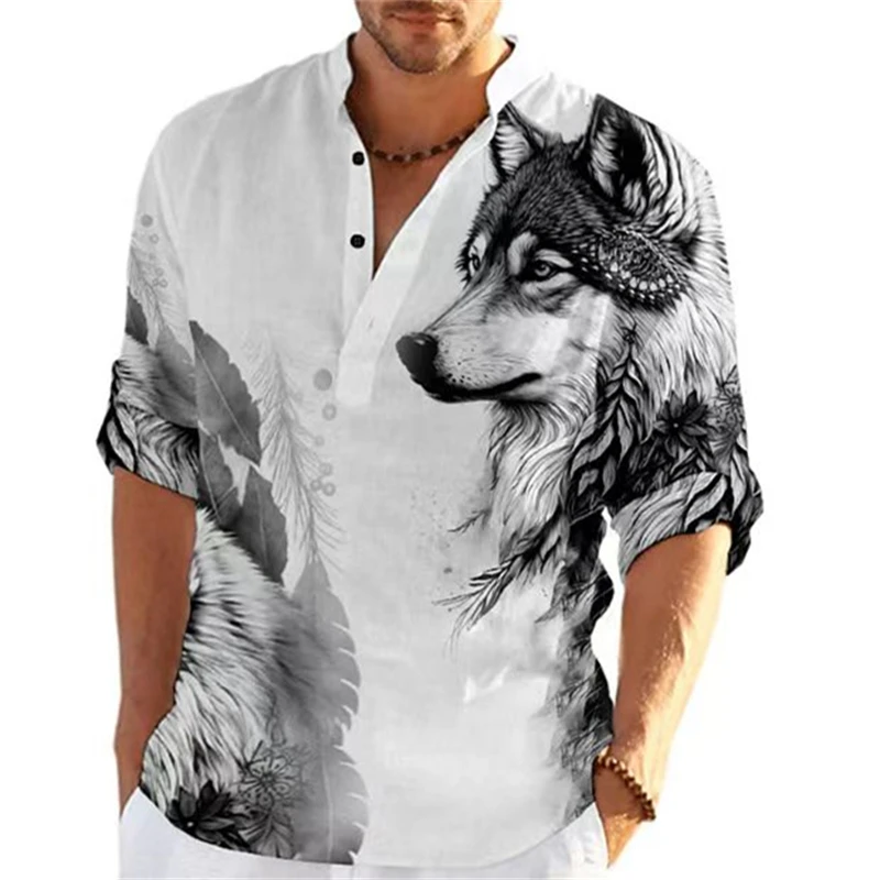 Camisa masculina de manga comprida estampada, Outdoor Street Clothing, Respirável, Designer Fashion, Casual