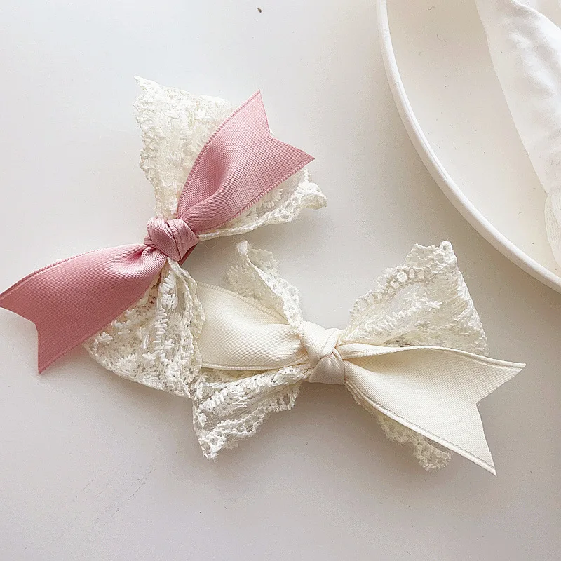 Baby Girl Princess Lace Ribbon Bow Children Lolita Headwear Top Clip Hairpin Head-Dress Party Wedding Birthday Baby Accessories