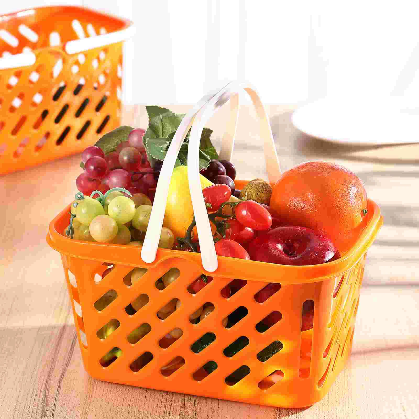 2 Pcs Shopping Basket Savings Toy Storage Bathroom Toys Organizer Hamburger Kids Play House Grocery Abs Raw Material Organizers