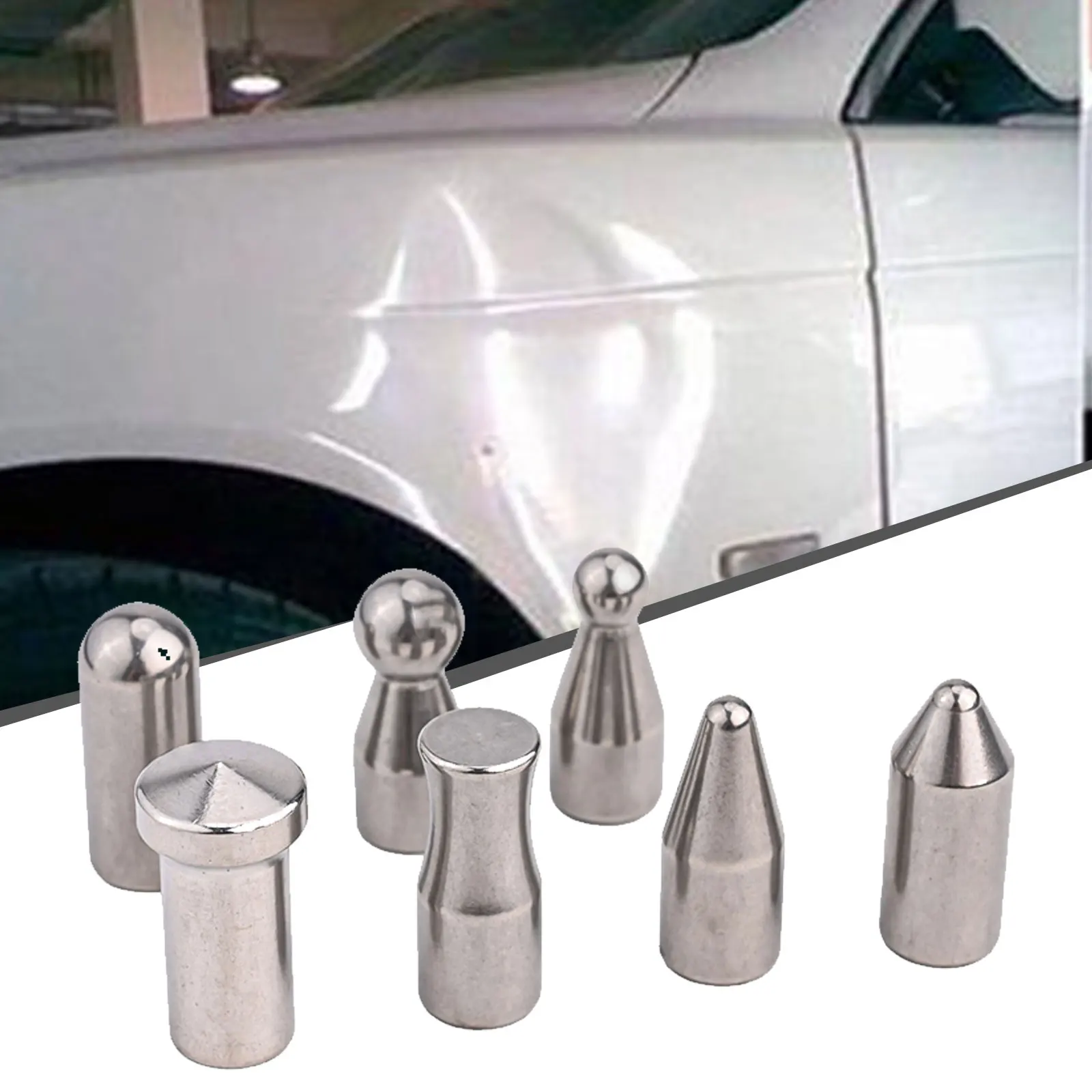 

Наконечники крючков для ремонта вмятин без покраски из нержавеющей стали M8 с 7 конусами для удаления вмятин на кузове, не требуется стержень, многоразовый инструмент