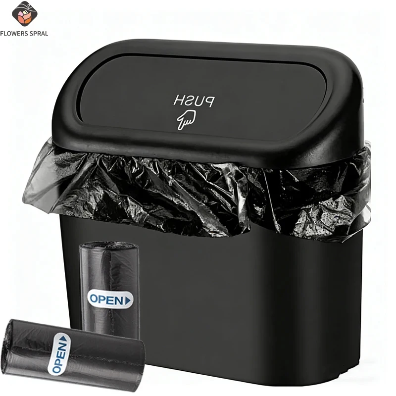 

Car Garbage Bin - ABS Material, Leak Proof Design, Equipped With Two Roll Garbage Bags - Suitable For Most Car Garbage Storage