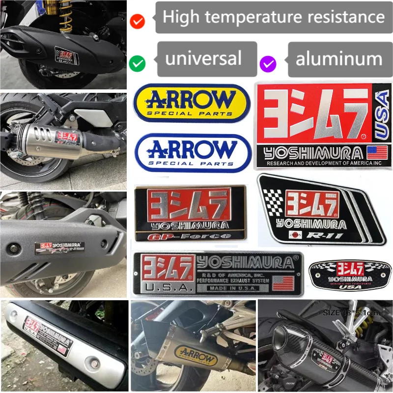 High Temperature Resistant Universal Exhaust Pipe Decorative Sticker For Motorcycles 24 Aluminum For Yoshimura Arrow Decal