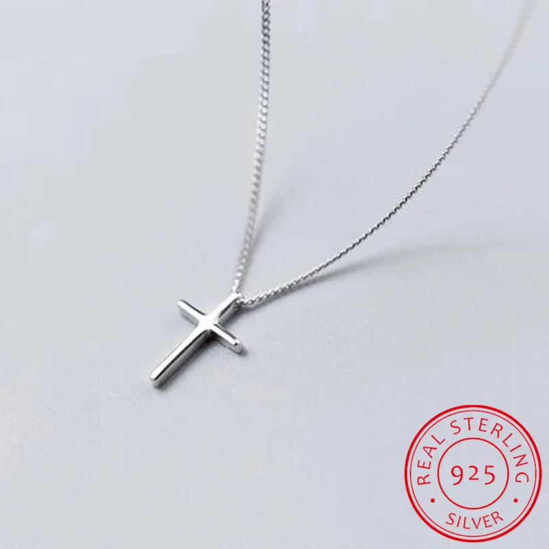 925 Sterling Silver Female Cross Pendants Dropshipping Smooth Cross Pendant Necklace Jewelry For Women Wedding Gift