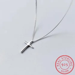 925 Sterling Silver Female Cross Pendants Dropshipping Smooth Cross Pendant Necklace Jewelry For Women Wedding Gift