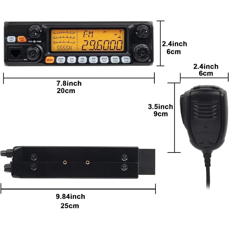 10 Meter Radio for Truck, with CTCSS/DCS Function, High Power Output 60W AM PEP,50W FM,SSB 60W