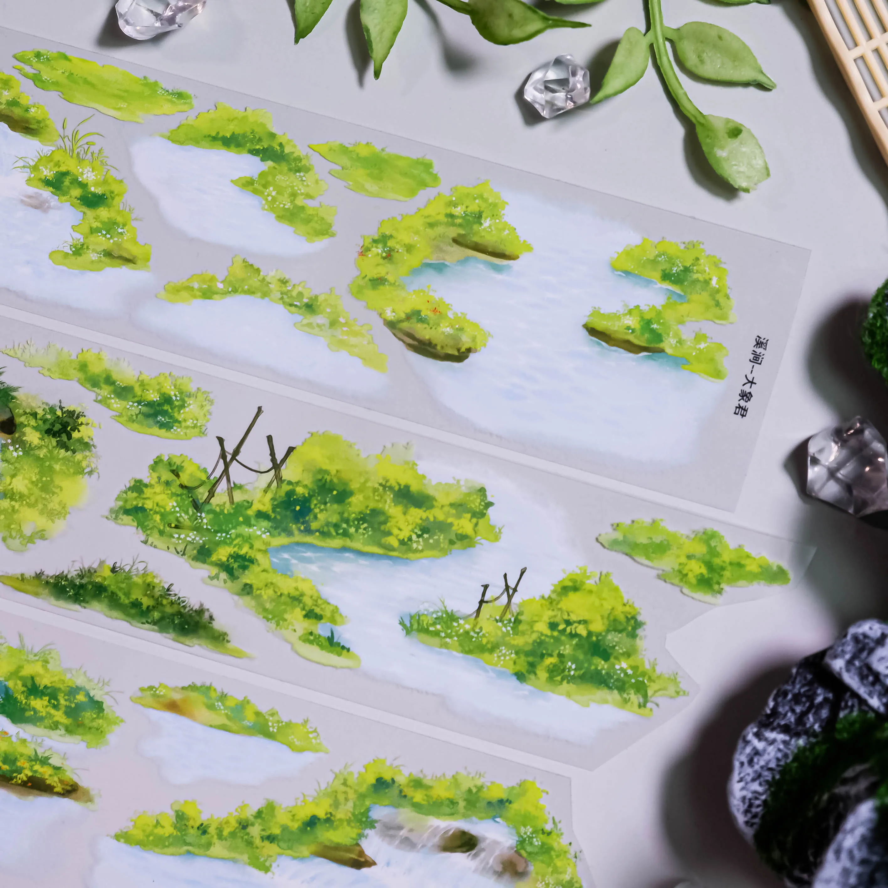 

Рулон ленты для домашних животных с водой и травой, ландшафтный дизайн, водопад, двор, древний стиль