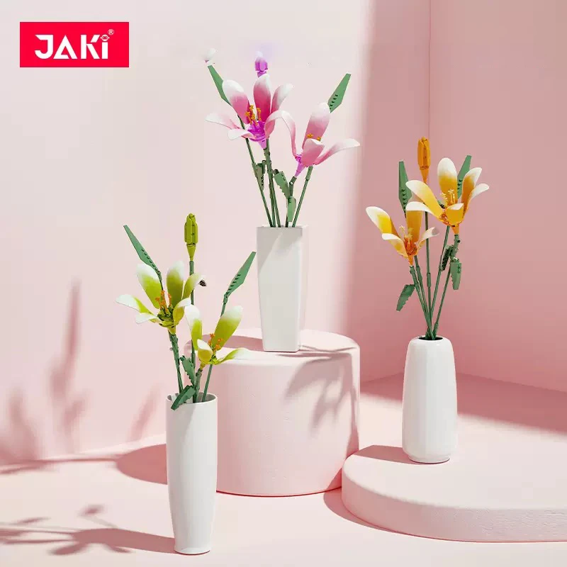 

JAKI plant garden series, tulip lily building blocks kit, creative model collection ornaments art flowers for girls and mothers