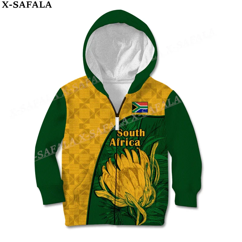 South Africa Country Flag Springboks  Custom Name 3D Print Hoodie Men's Kids Child Outwear Shirt Pullover Jersey Clothing-5