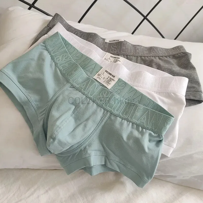 3 stks Boxershorts heren Katoen Laagbouw Boxer Briefs Slim Fit Ademend Ondergoed in Effen Kleuren U Bolle Lingerie SEOBEAN