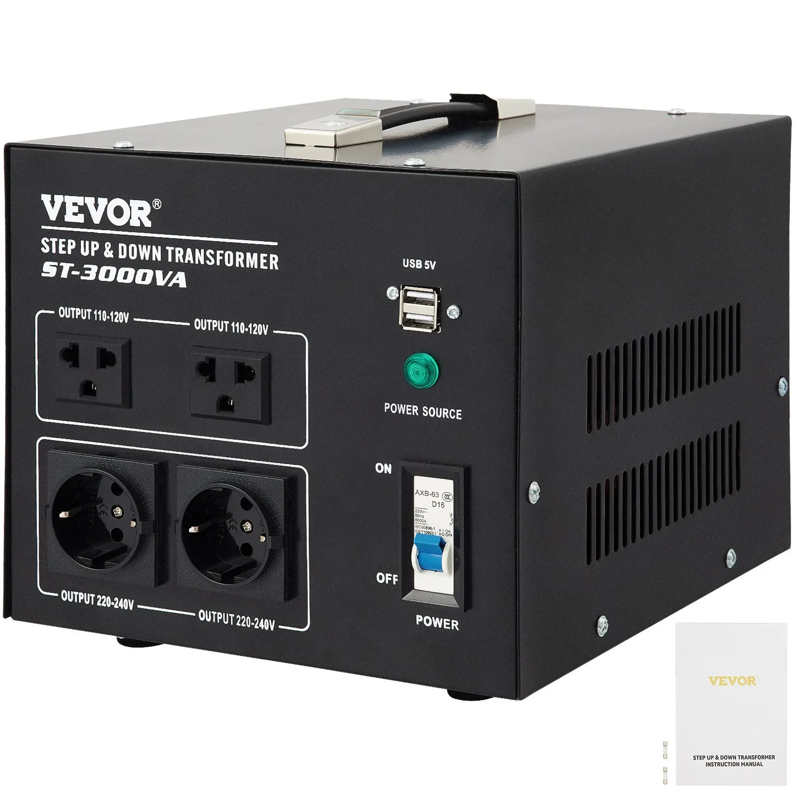 VEVOR Step Up Down Transformer Voltage Converter 3000W 240V-110V 110V-240V US-UK