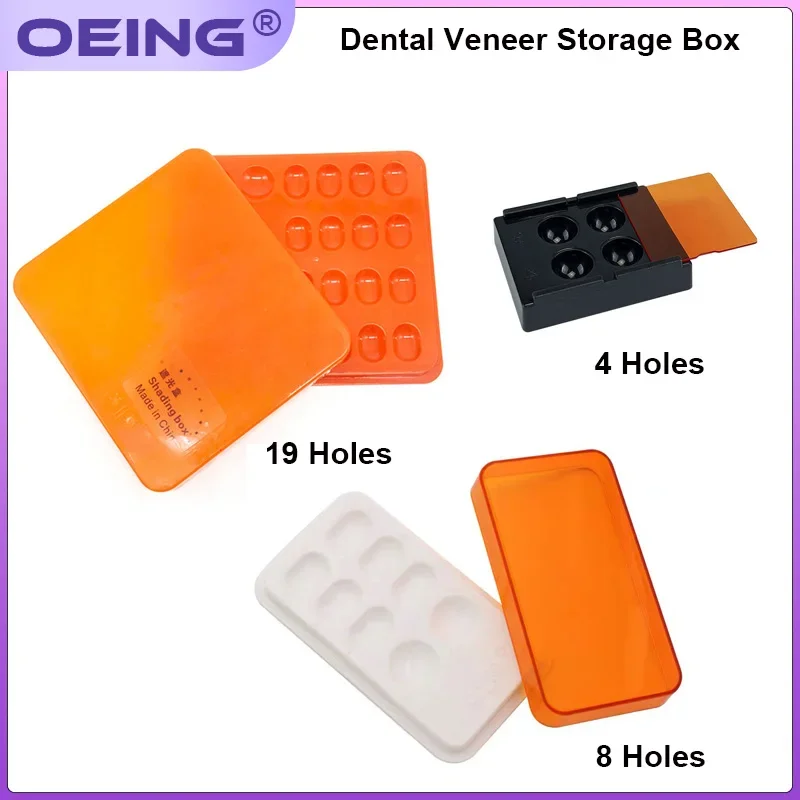 4/8/19 Holes Dental Veneer Storage Box Dental Resin Shade Light Box Denture Retainer Molar Boxes Dentistry Tools