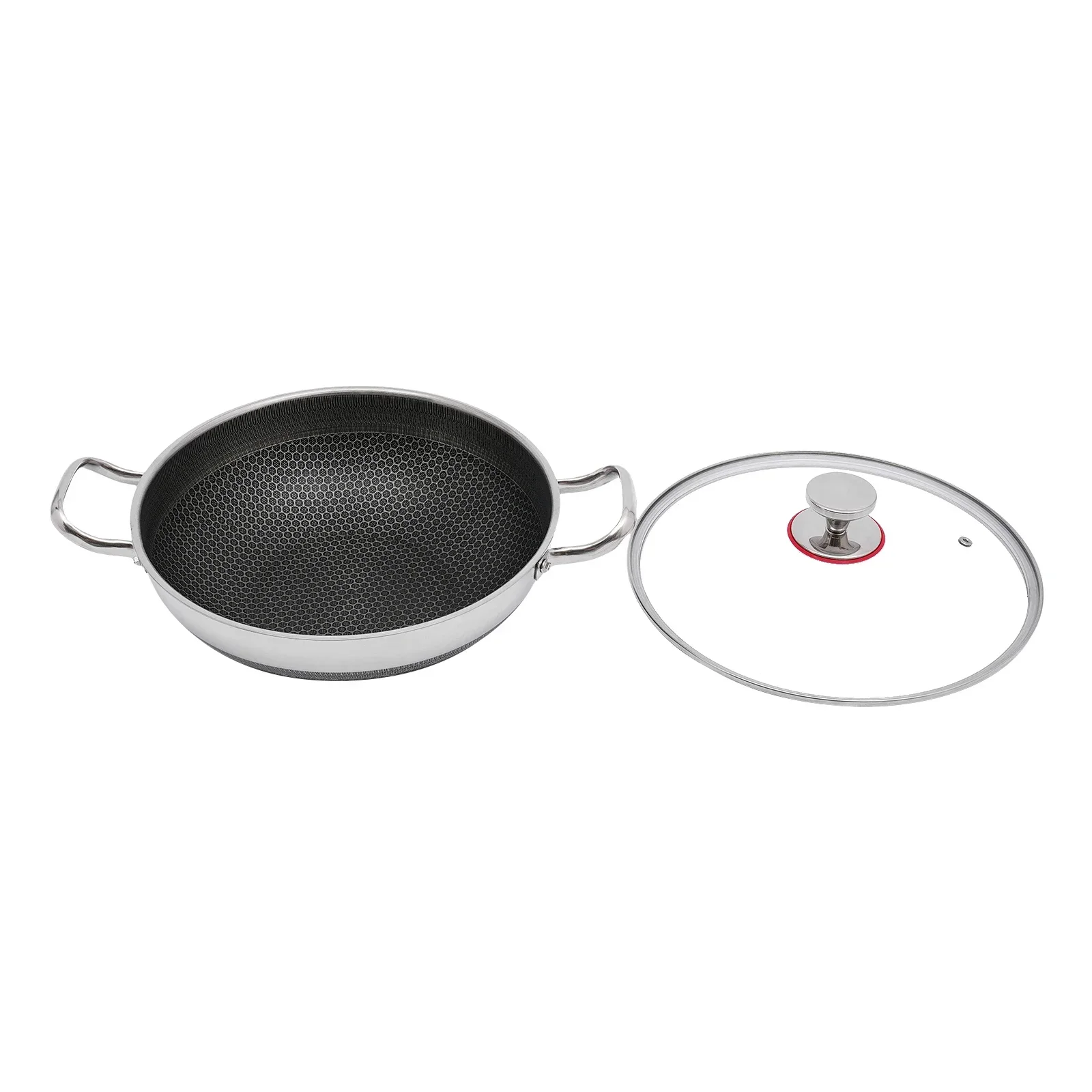 

13 Inch Non Stick Frying Pans, Stainless Steel Pan With Cooking Lid, Large Cooking Fry Pans Induction Cooking Pan
