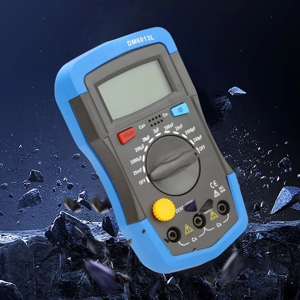 DM6013L Digital Capacitance Capacitor Measuring Meter Data Hold 200pF~20mF Portable Handheld Capacitance Meter Measurement Tools