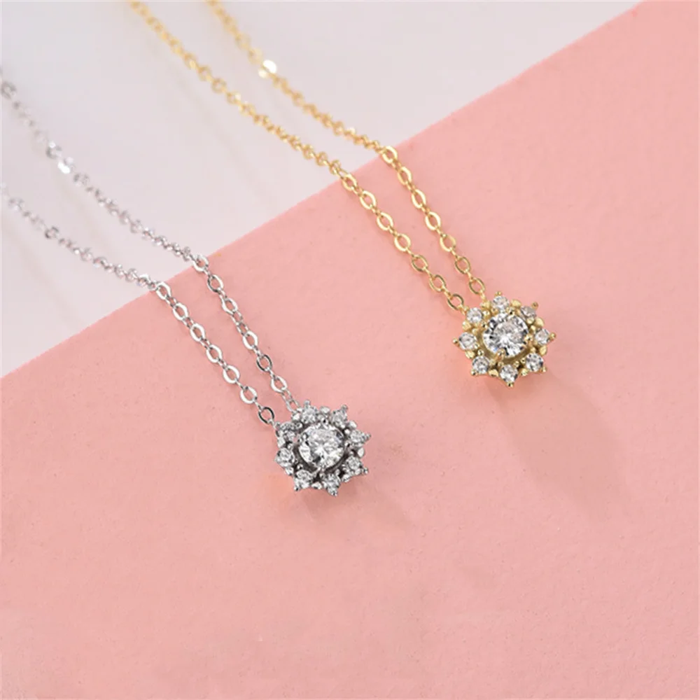 

Корейское женское ожерелье с подвеской из циркона, стерлинговое серебро S925, легкая роскошная высококачественная изысканная сверкающая цепочка на ключицу, дроссель