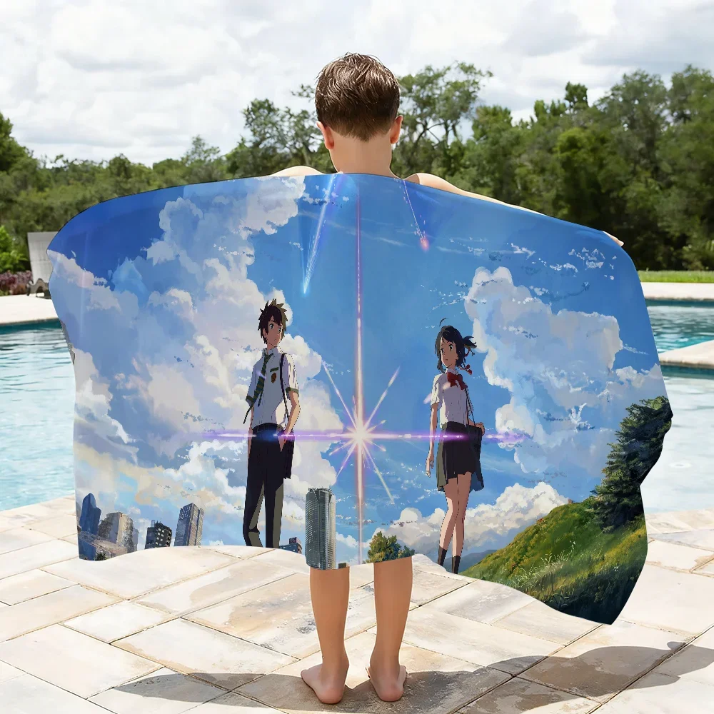 Anime Y-Your N-Name Towel Quick Dry Absorbent Beach Towel for Sports, Fitness, Swimming and Outdoor Activities