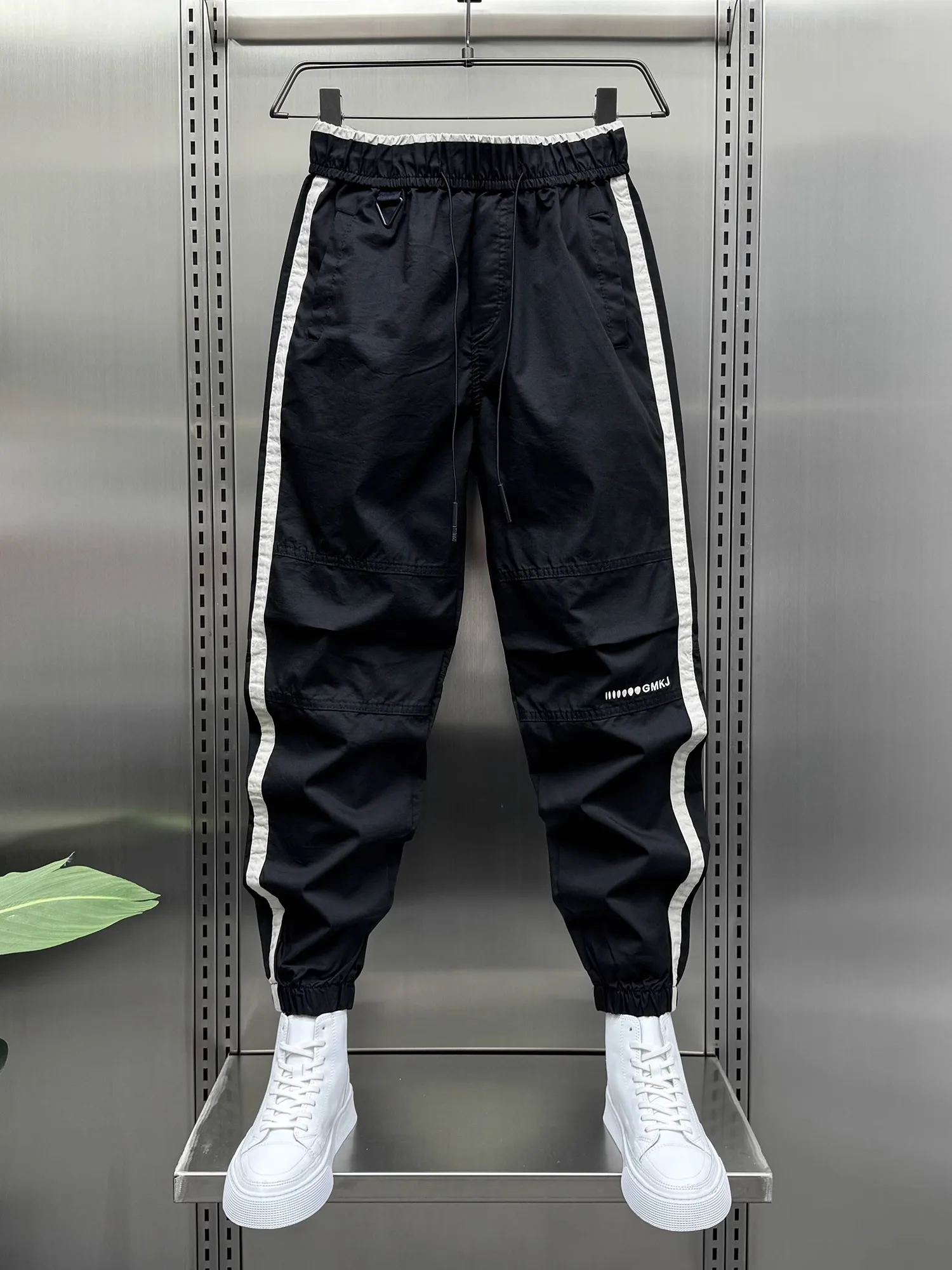 

Американские повседневные спортивные брюки, мужские свободные цветные полосатые брюки с манжетами Harlan, осенние новые свободные брюки с вышивкой