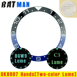 SKX007 38MM 12 hour dual time zone ceramic bezel insert set Super BGW9 C3 turquoise luminous for SKX007/009/011 Mod bevel design