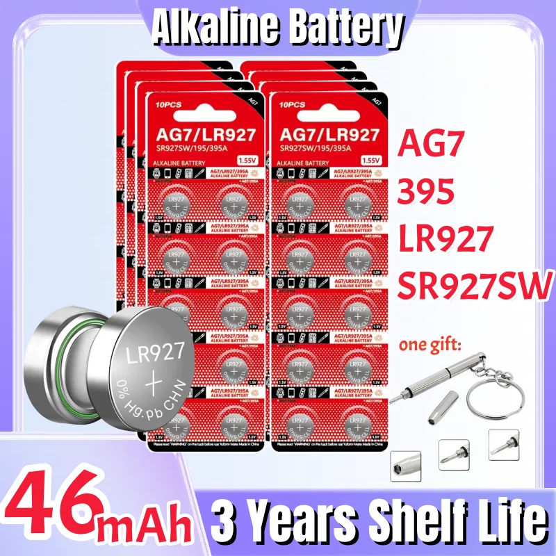 20-200PCS AG7 SR927SW 395 Button Cell Battery LR927 LR57 SR927W 399 395A Alkaline Batteries for Watches Toys Remote Control
