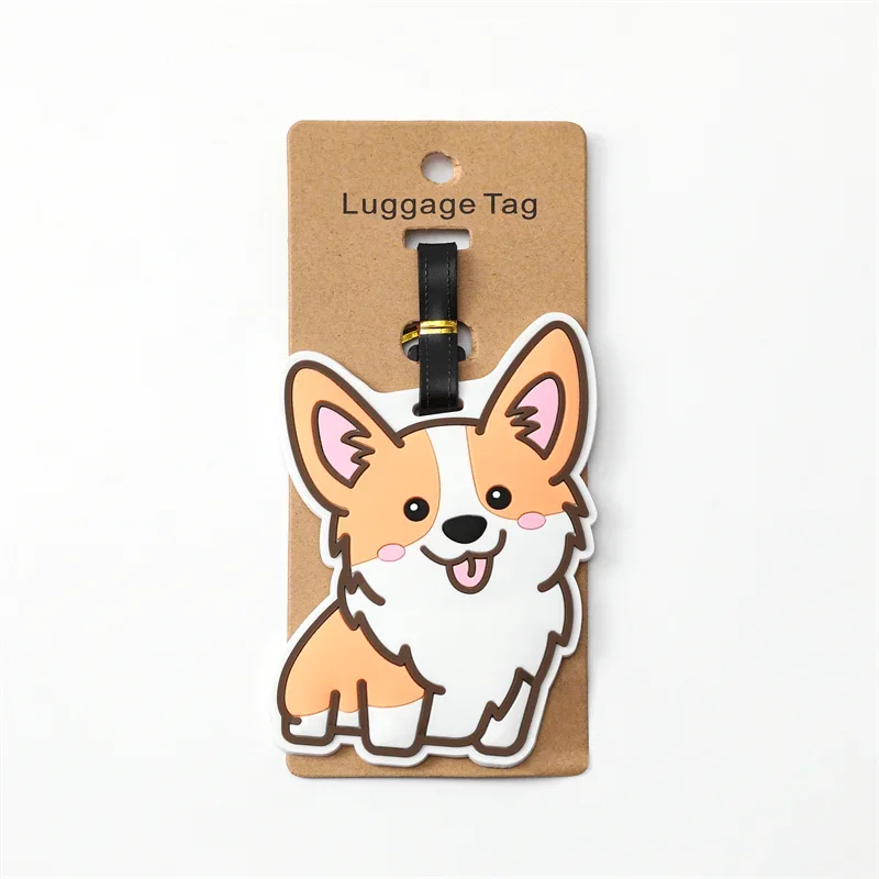 1pc Cute Corgi Travel Accessories Luggage Tag Creative Fashion Style Silicon Portable Travel Tag ID Address Holder