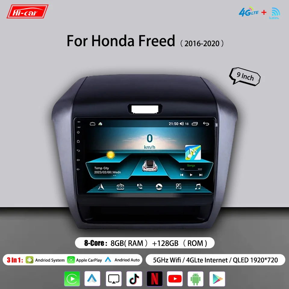 

2 Din Andriod Radio for Honda Freed 2016-2020 5G WiFi + 4GLTE Carplay GPS Car Navigation Multimedia Video Player Head Unit