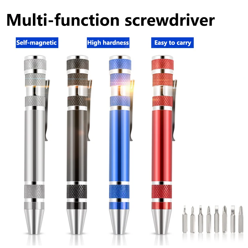 

8 In 1 Pocket Screwdriver Pen Kit Flat Cross Head Precision Screwdriver Hand Repair Screwdriver Precision Disassembly Pen