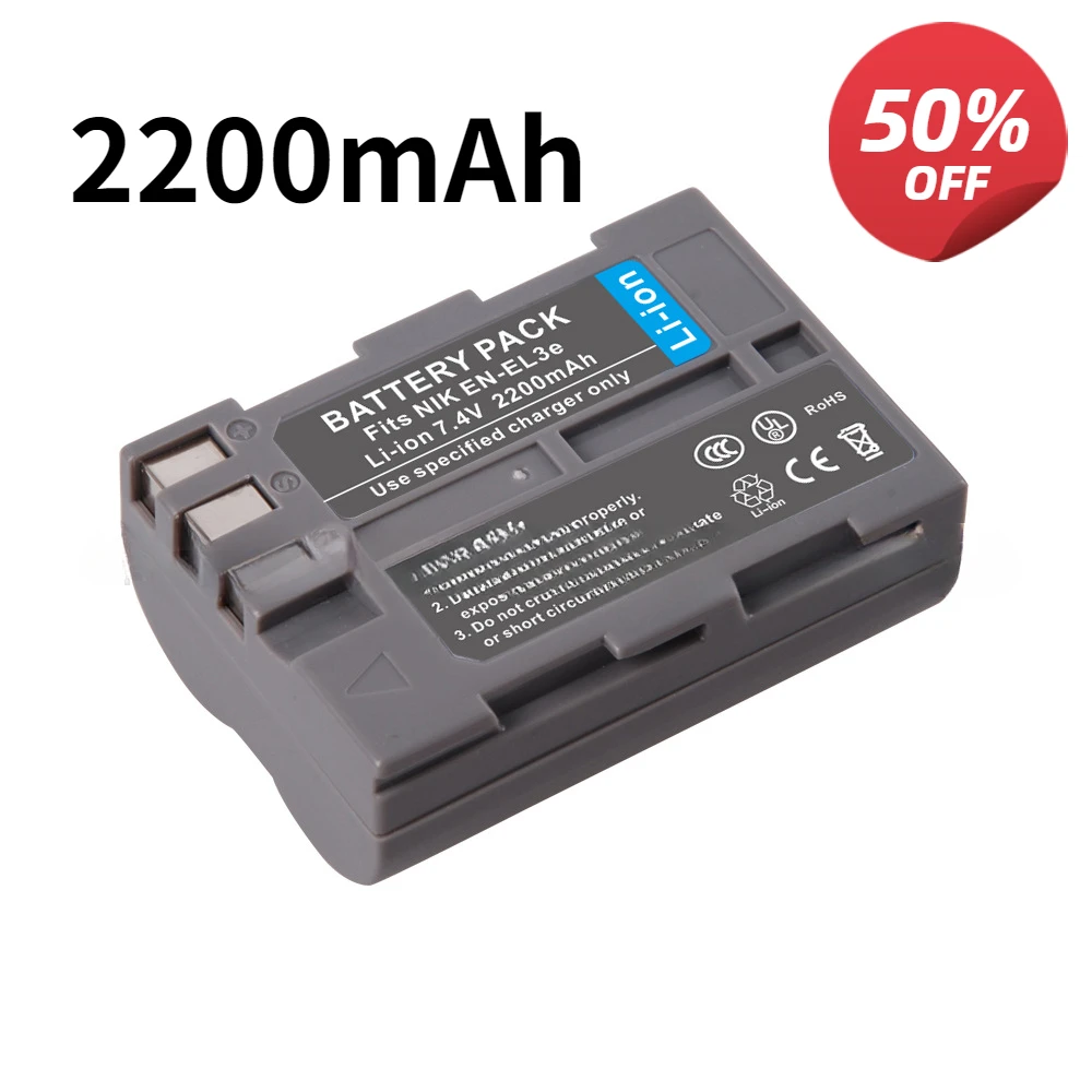 2200mAh Suitable for Nikon EN-EL3e EL3 DSLR camera battery D300S D700 D80 D90 D100 D200 Accessories & Parts Digital Batteries