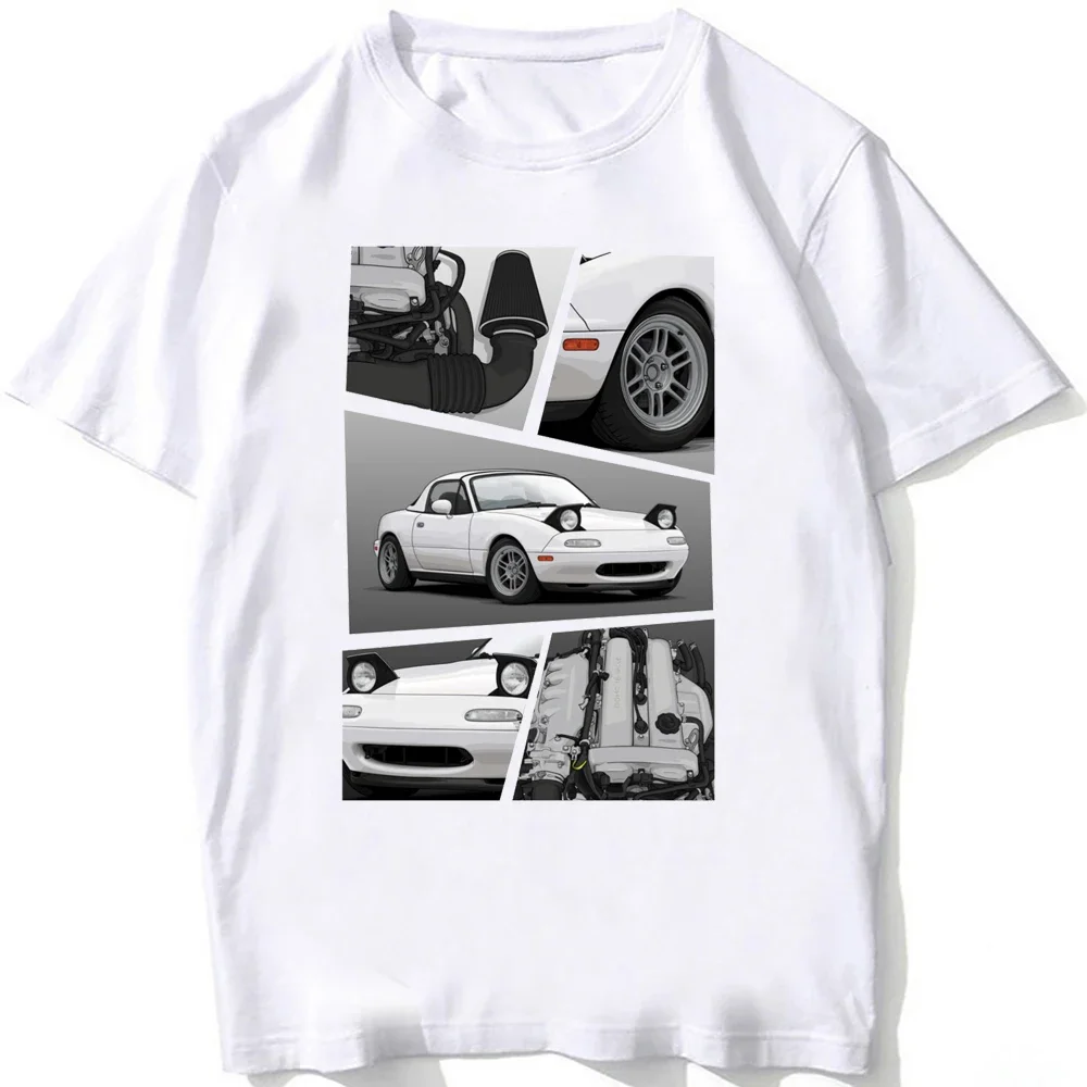 Men Short Sleeve Vintage Japan Legend Car Mx5 NB X BP18 Engine T-Shirt Hip Hop Boy Casual White Tees Retro Old JDM Sport Tops