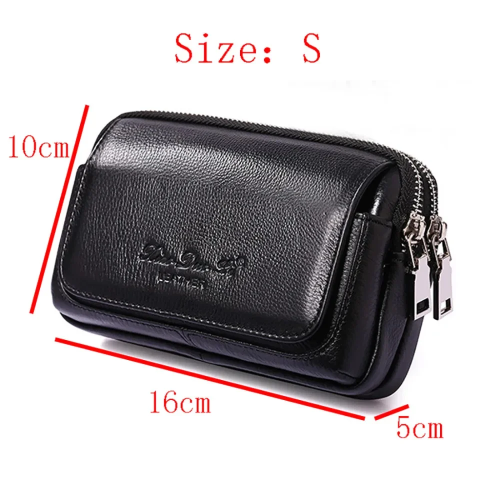 High Quality Men Genuine Leather Waist Pack Bag Coin Cigarette Purse Pocket Pouch Belt Bum Cell/Mobile Phone Case Fanny Bags