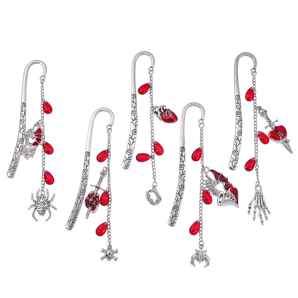 Hook Shaped Gothic Vampire Themed Metal Bookmark, a Halloween Gift for Black Fantasy Fans, Gothic Enthusiasts, and Book Lovers.
