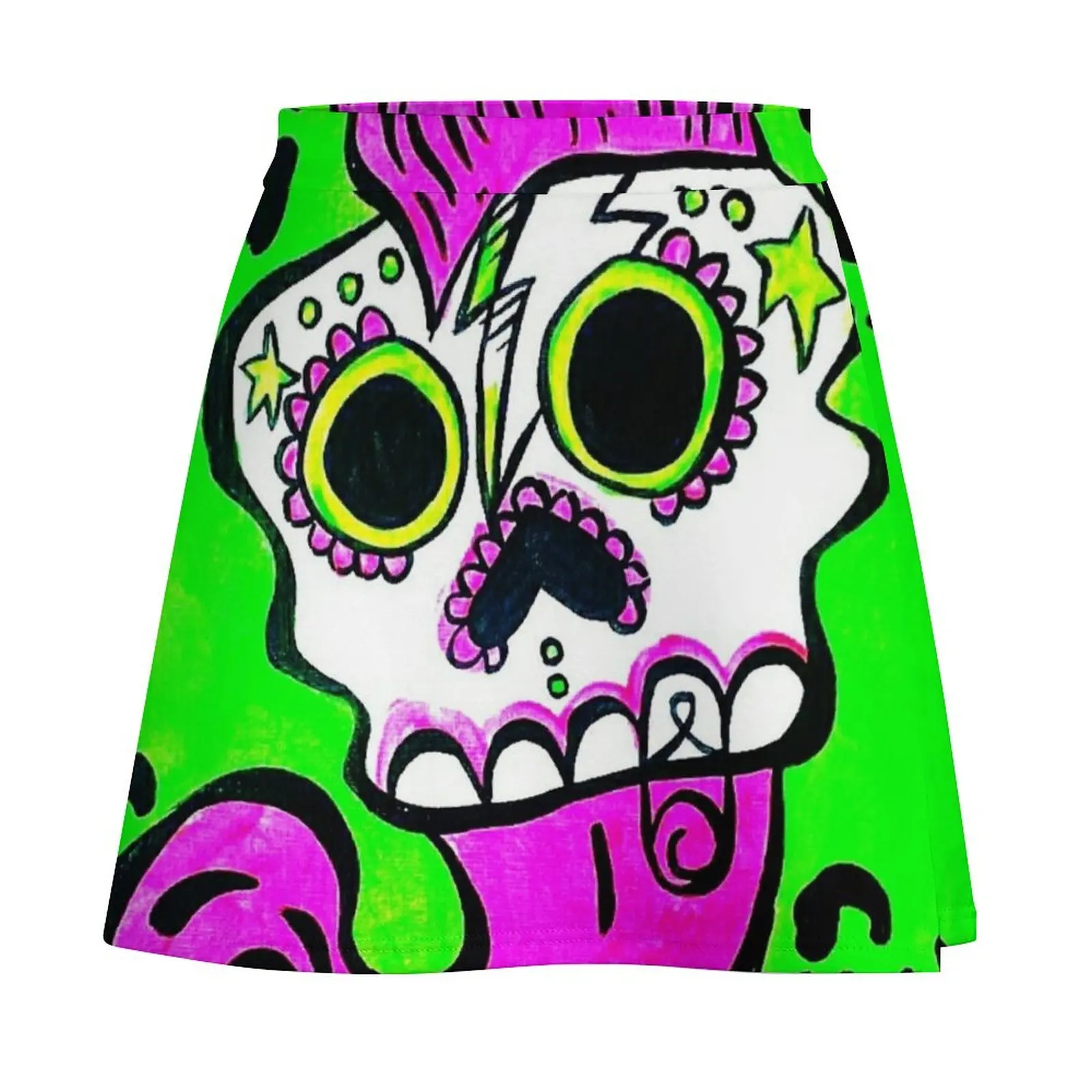 NEON SKULL Mini Skirt elegant dresses for women Summer women's clothing Mini Skirt