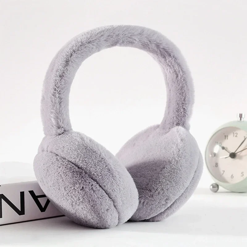 

Women Winter Warm Cute Faux Furry Earmuffs Headband Outdoor Windproof Solid Color Foldable Fluffy Ear Covers Warmers