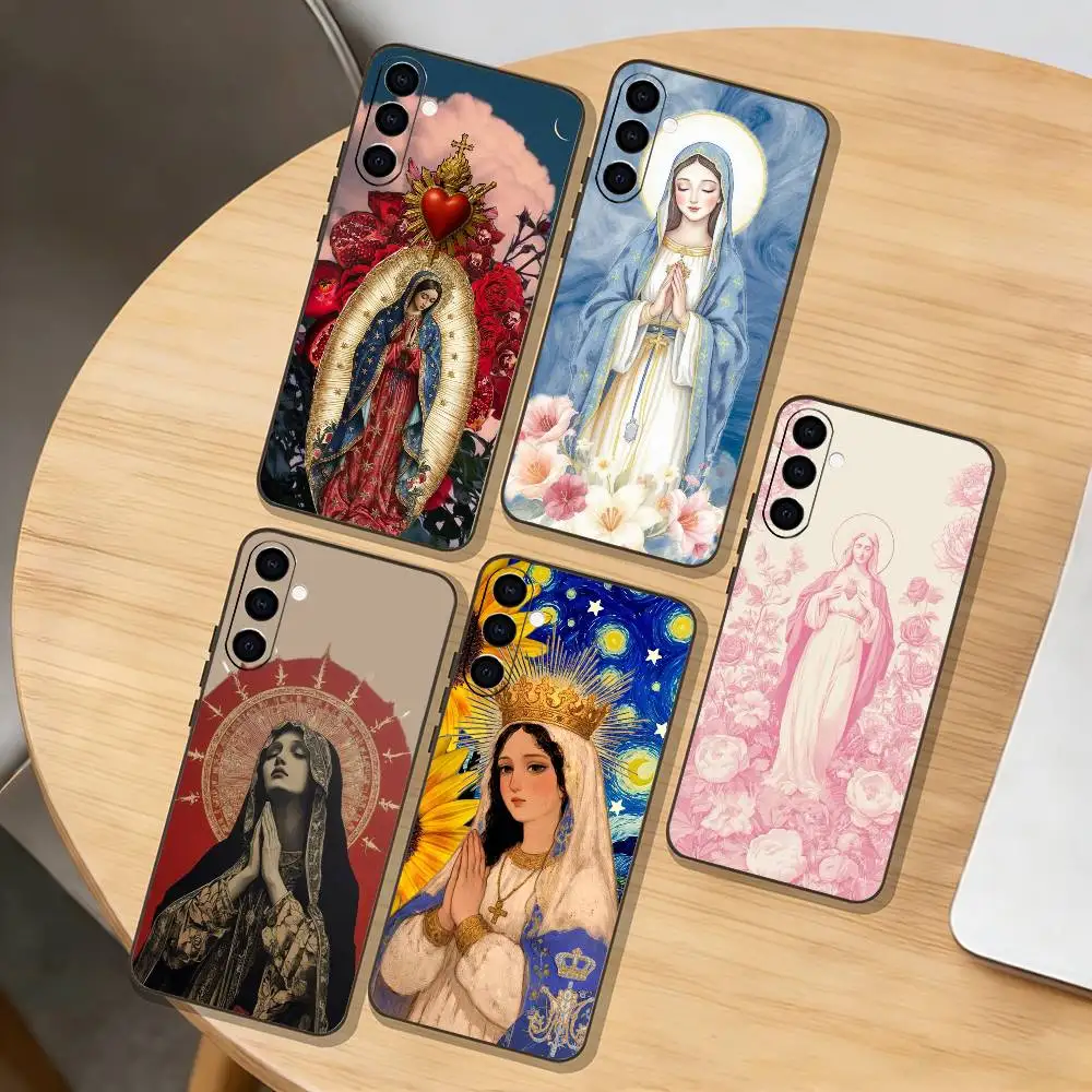V-Virgen Mary Virgin Bible Phone Case For Samsung Galaxy A73,A72,A71,A70,A53,A52,A51,Others Soft Black Cover