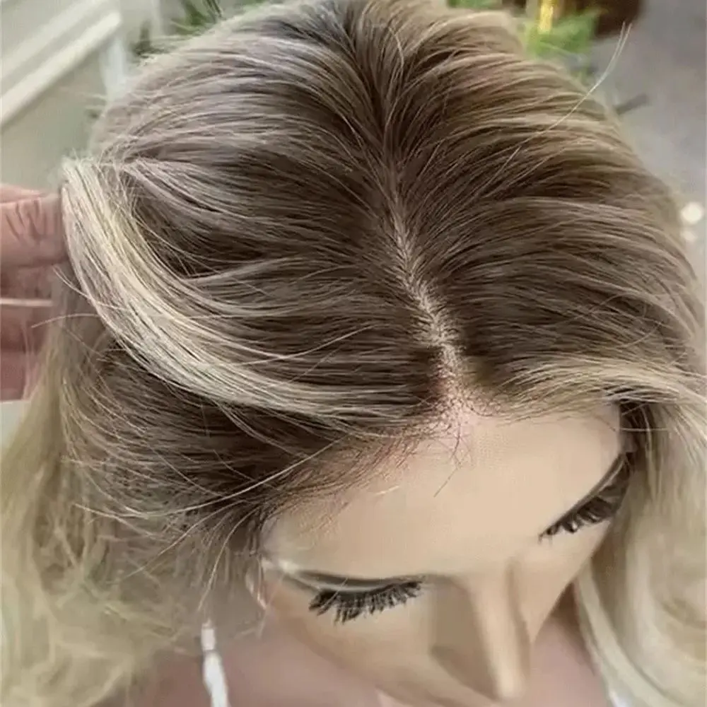 

Super Natural Blonde Glueless Wig for Women Balayage Ash Roots Synthetic Lace Front Wig Futura Loose Wave Heat Resistant Fibre