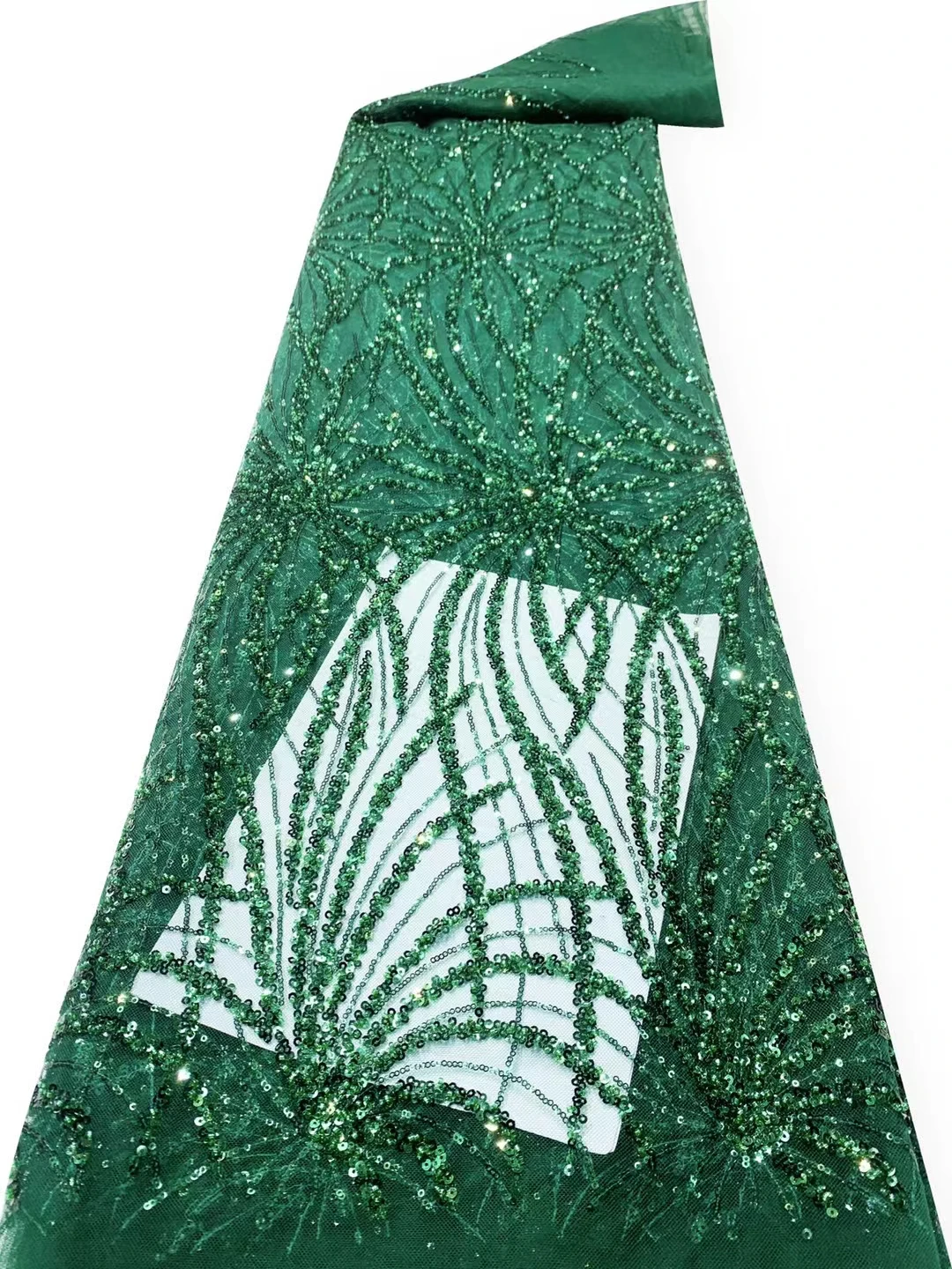 LDPN321 Green!Good quality African tulle lace with sequins,fantastic style embroidered French lace for party/wedding dress