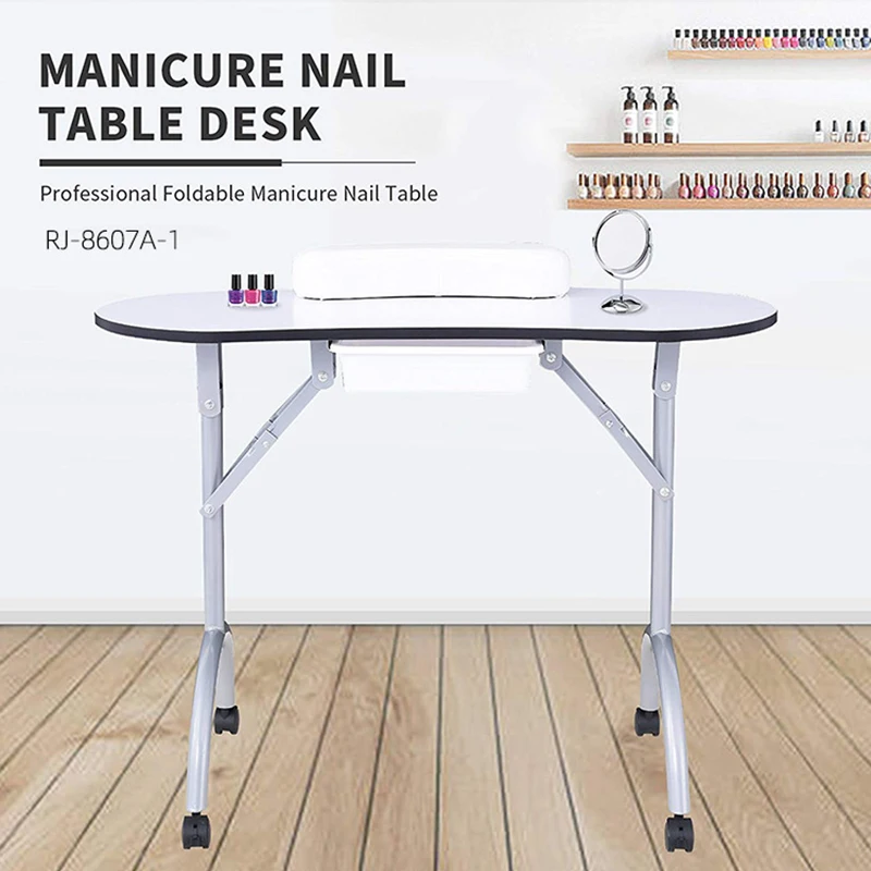 Folding Portable Vented Manicure Nail Desk With Dust Fan & Carry Bag Professional Beauty Salon Equipment Nail Art Workstation